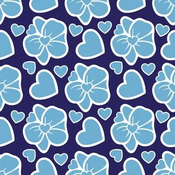 Flowers and hearts Seamless pattern Stock Illustration