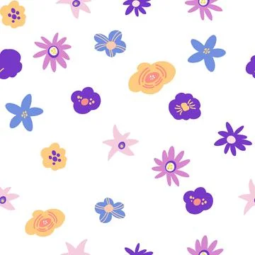 Flowers and herbs seamless pattern. Romantic floral background. Perfect for f Stock Illustration
