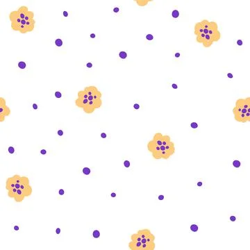 Flowers and herbs seamless pattern. Romantic floral background. Perfect for f Stock Illustration