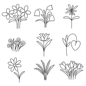 Flowers and herbs set vector illustration Stock Illustration