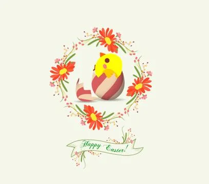 Flowers and label easter egg Illustrazione stock