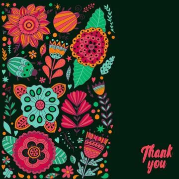 Flowers and leaf doodle elements Illustration Illustrazione stock