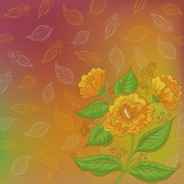 Flowers and leafs contours Illustrazione stock
