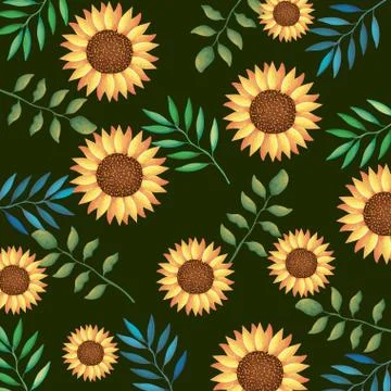 Flowers and leafs garden pattern background 스톡 일러스트