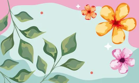 Flowers and leafs spring イラスト素材