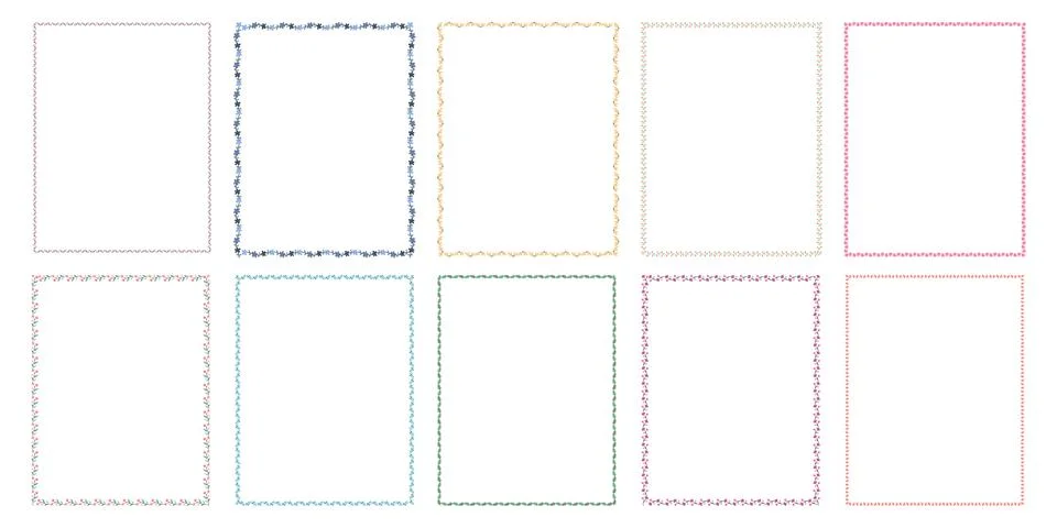 Flowers and leaves patterns borders  Illustrazione stock