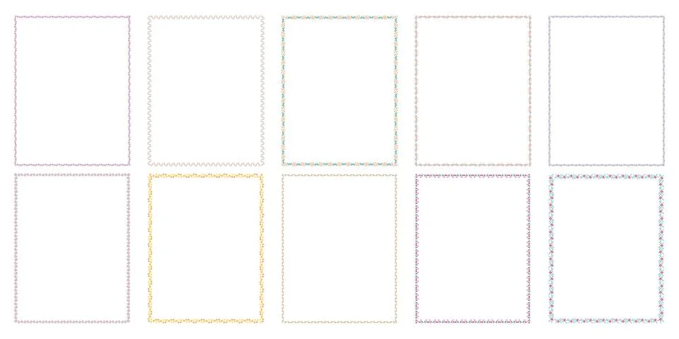 Flowers and leaves patterns borders  Illustrazione stock