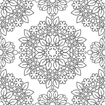 Flowers and leaves seamless pattern Stock Illustration