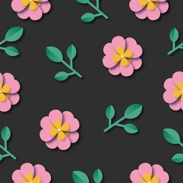 Flowers and leaves seamless pattern. Stock Illustration