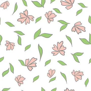 Flowers and leaves, vector pattern. I Ilustración de archivo