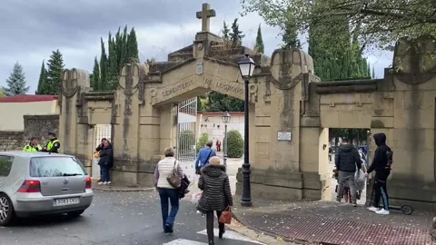 Flowers and messages to remember those who are not forgotten, Logroño, ES - 01 N Stock Footage 320311268
