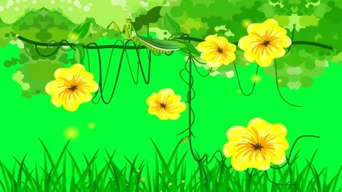 Flowers and plants background and 2d animation, grass Stock Footage 246556359