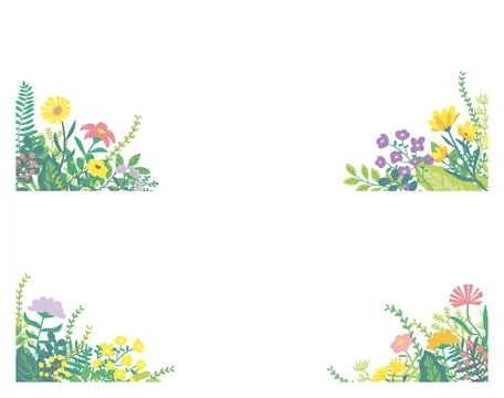Flowers and plantsas decorative elements to be placed at the bottom. Stockillustratie