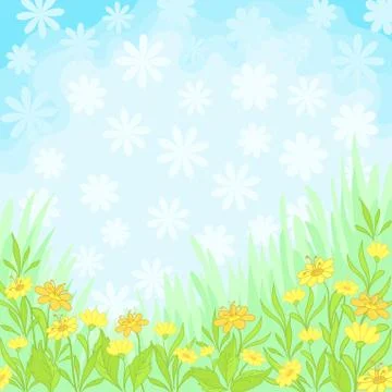 Flowers and sky, background Stock Illustration
