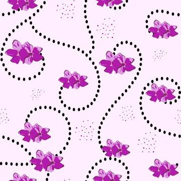Flowers and spiral seamless pattern. Illustrazione stock