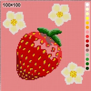 Flowers and strawberry pattern for knitting Stock Illustration