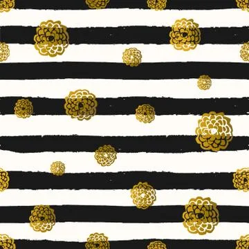 Flowers and Stripes Seamless Pattern Stock Illustration