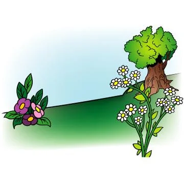 Flowers And Tree Stock Illustration