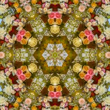 Flowers in an angular reflective design from a wedding with colors 写真素材