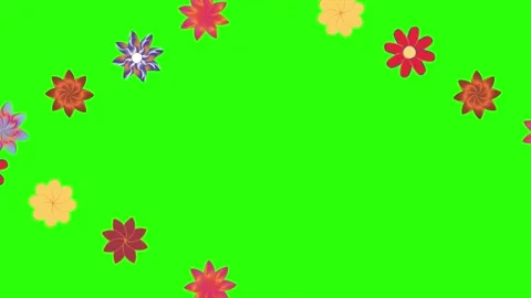 Flowers animation motion on green screen, design elements Stock Footage 329623182