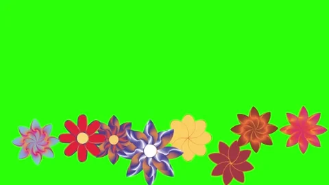 Flowers animation motion on green screen, design elements Stock Footage 329623199