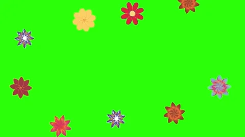 Flowers animation motion on green screen, design elements Stock Footage 329623229