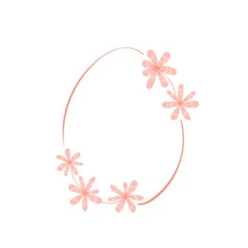 Flowers around Easter Egg. Pink simplicity abstract banner. Vector illustration Stock Illustration