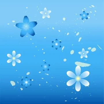 Flowers background on blue. Stock Illustration
