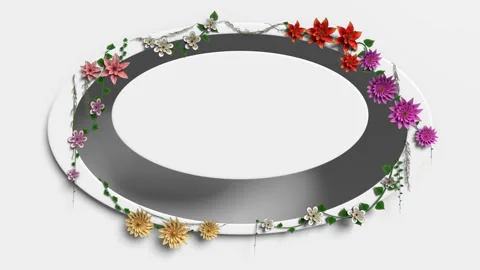 Flowers Background Border, oval Stock Footage 303304936