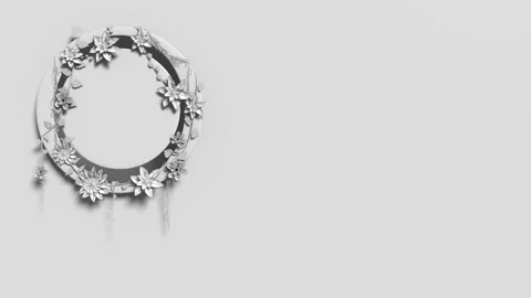 Flowers Background Border, white circle Stock Footage 301793924