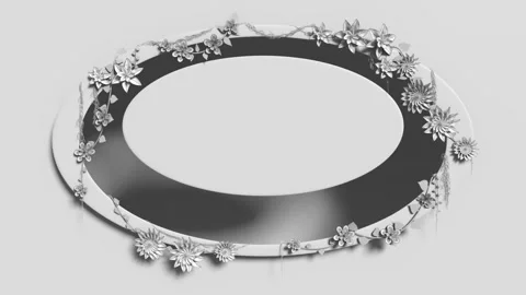 Flowers Background Border, white oval Stock Footage 301793955
