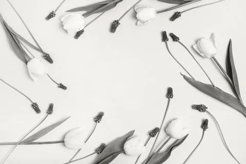 Flowers background in colors cloud dancer Foto stock