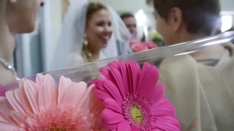 Flowers on the background of congratulations bride Stock Footage 52636190