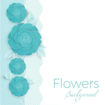 Flowers background with three dimensional blue rose Illustrazione stock