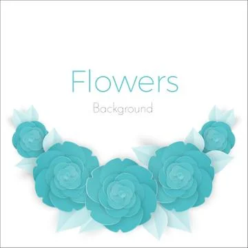 Flowers background with three dimensional blue rose Stock Illustration