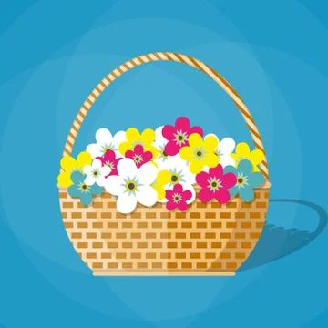Flowers in a basket Stock Illustration