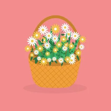 Flowers in the basket. Stock Illustration