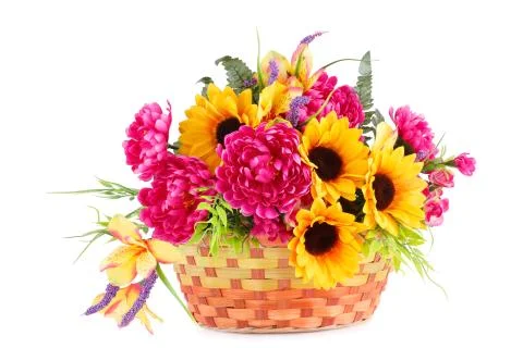 Flowers in basket Stock Photos