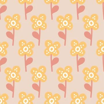 Flowers on beige background seamless pattern for textile and packaging design Stock Illustration