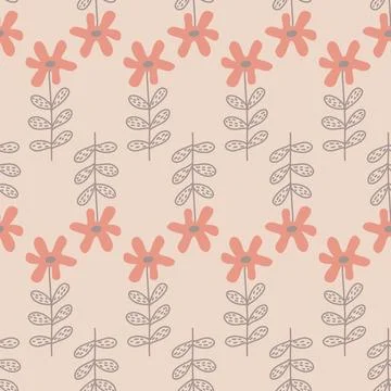 Flowers on beige background seamless pattern for textile and packaging design Stock Illustration