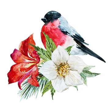 Flowers with bird Stock Illustration