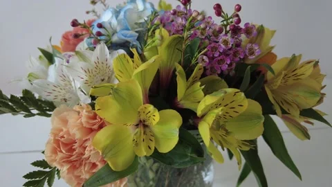 Flowers in bloom in a vase. Stock Footage 152235859