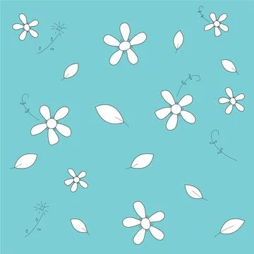 Flowers on blue background, vector, illustation Stock Illustration