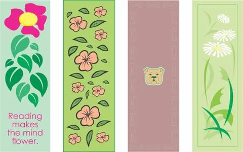 Flowers book marks vector design Stock Illustration