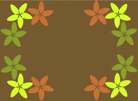 Flowers border over brown background Stock Illustration
