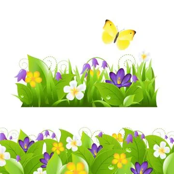 Flowers borders set Stock Illustration