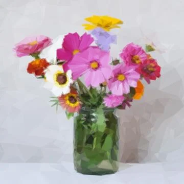 Flowers Bouquet Low Poly Stock Illustration