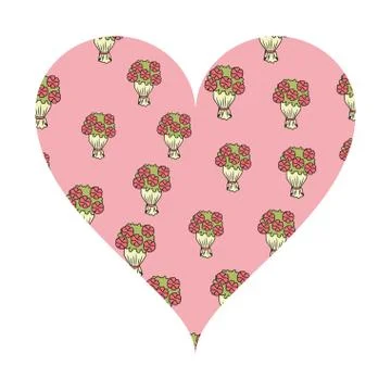 Flowers bouquet pattern heart frame Stock Illustration