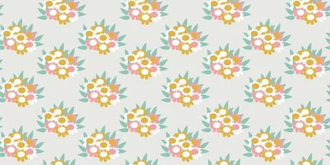 Flowers bouquet seamless pattern. Romantic floral print. Wrapping paper desig Stock Illustration