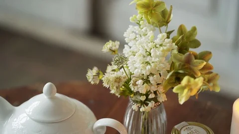 Flowers bouquet on table Stock Footage 76098836
